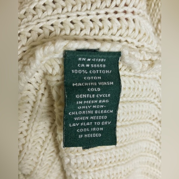 LRL Lauren Ralph Lauren Women's Cable Knit V Neck Sweater Beige - Picture 8 of 9